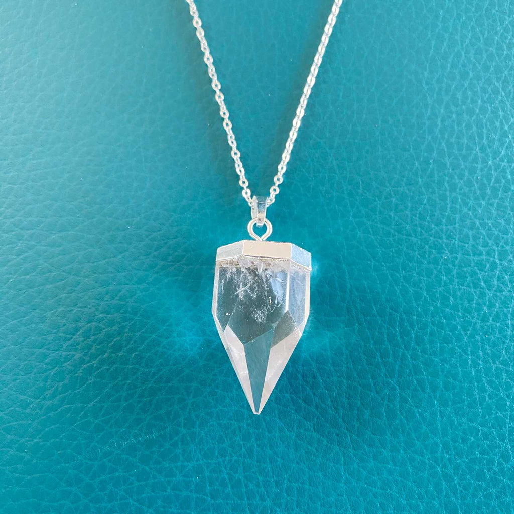 Clear crystal quartz spike point necklace - Love To Shine On