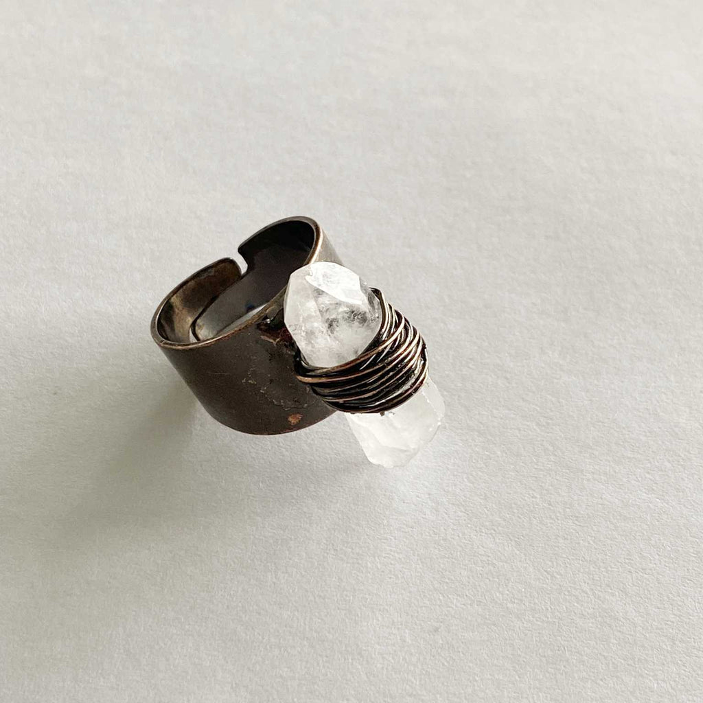 Clear quartz and bronze ring - Love To Shine On