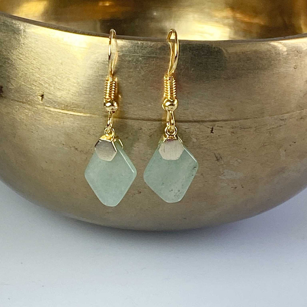 Green aventurine hexagon earrings - Love To Shine On