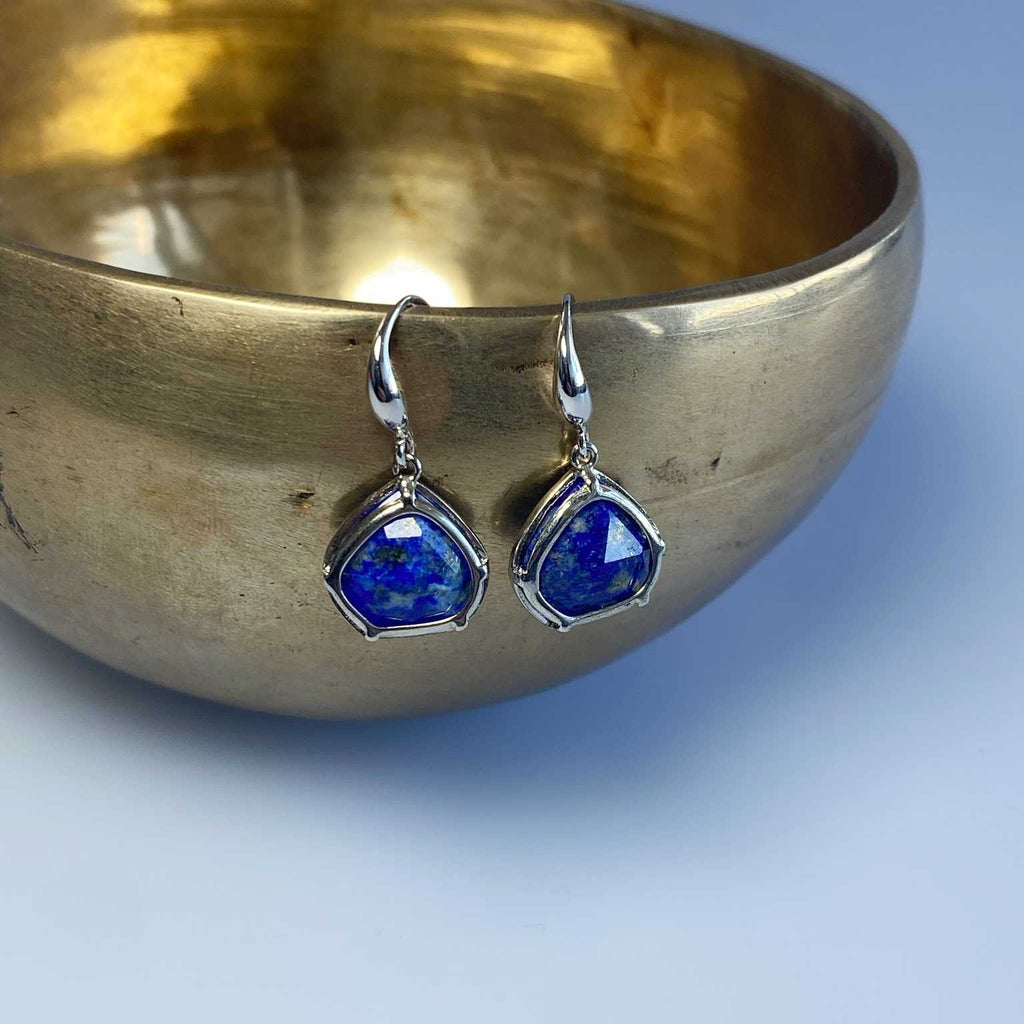 Lapis lazuli faceted gemstone earrings - Love To Shine On