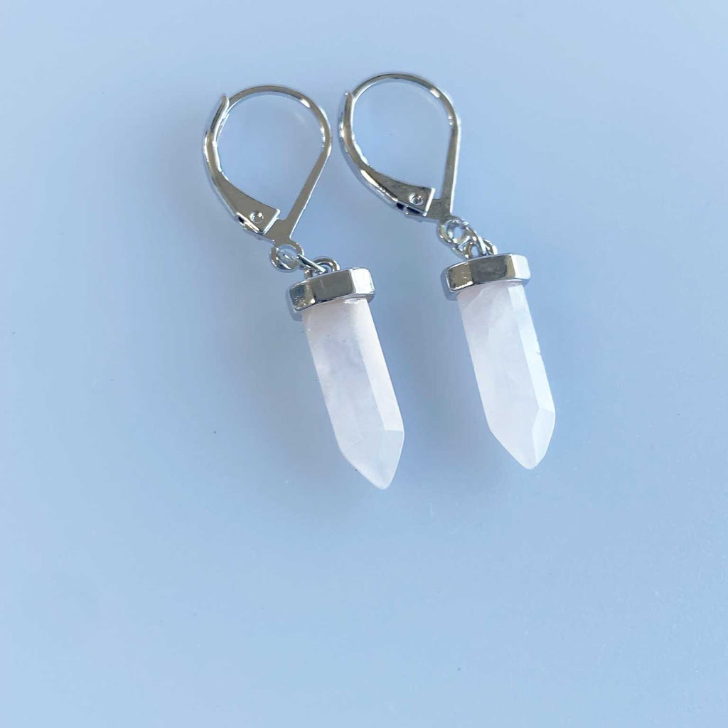 Rose quartz crystal point gemstone clip earring - Love To Shine On