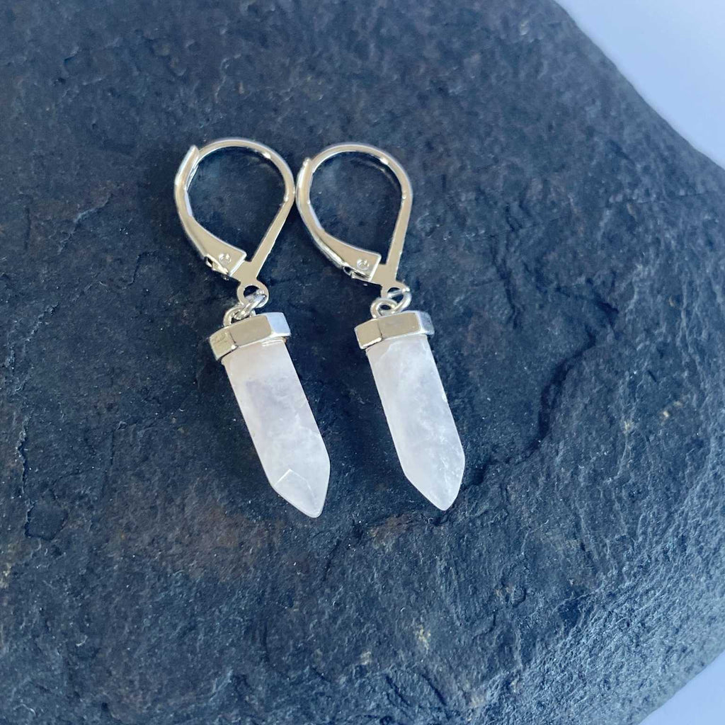 Rose quartz crystal point gemstone clip earring - Love To Shine On