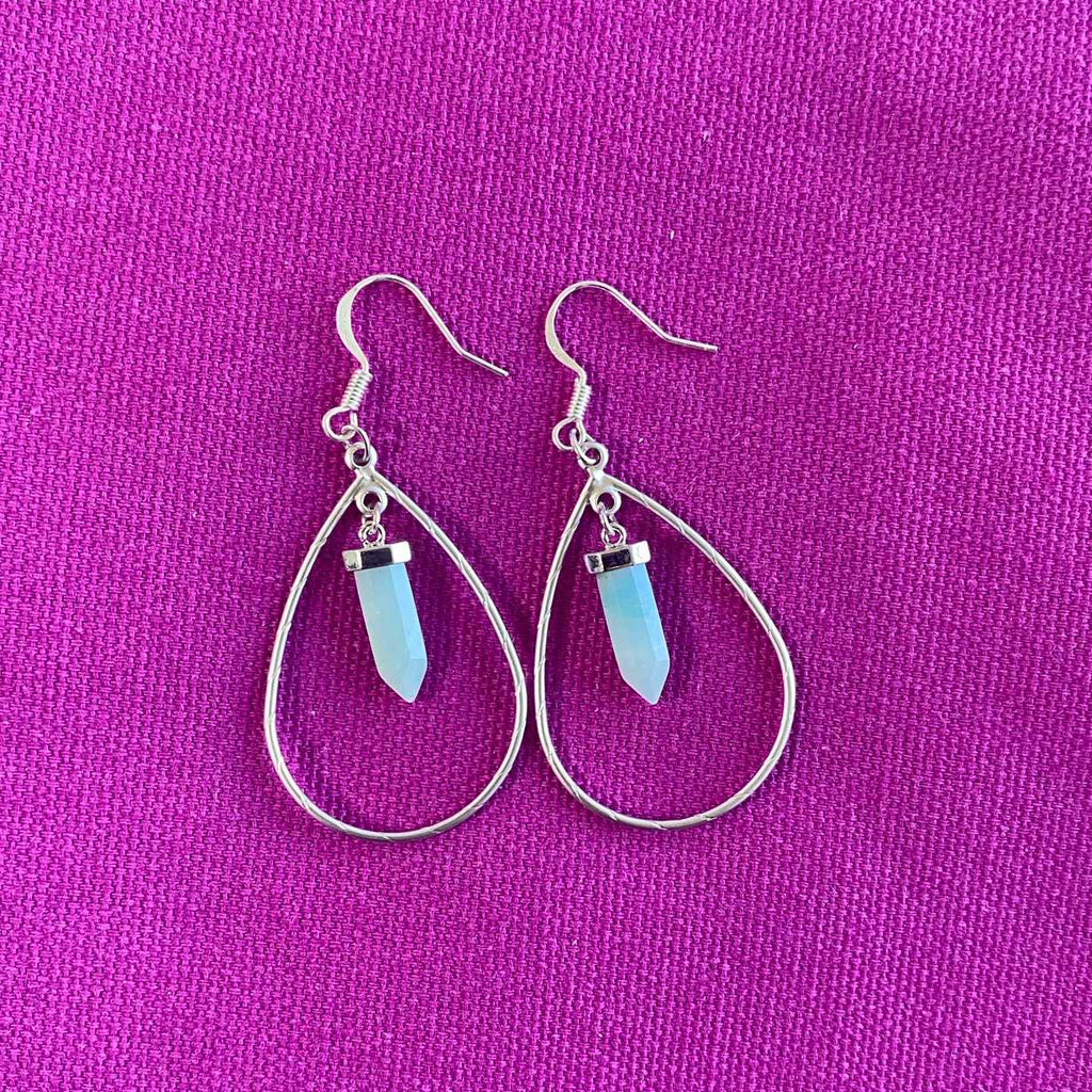 Teardrop amazonite crystal point earrings - Love To Shine On