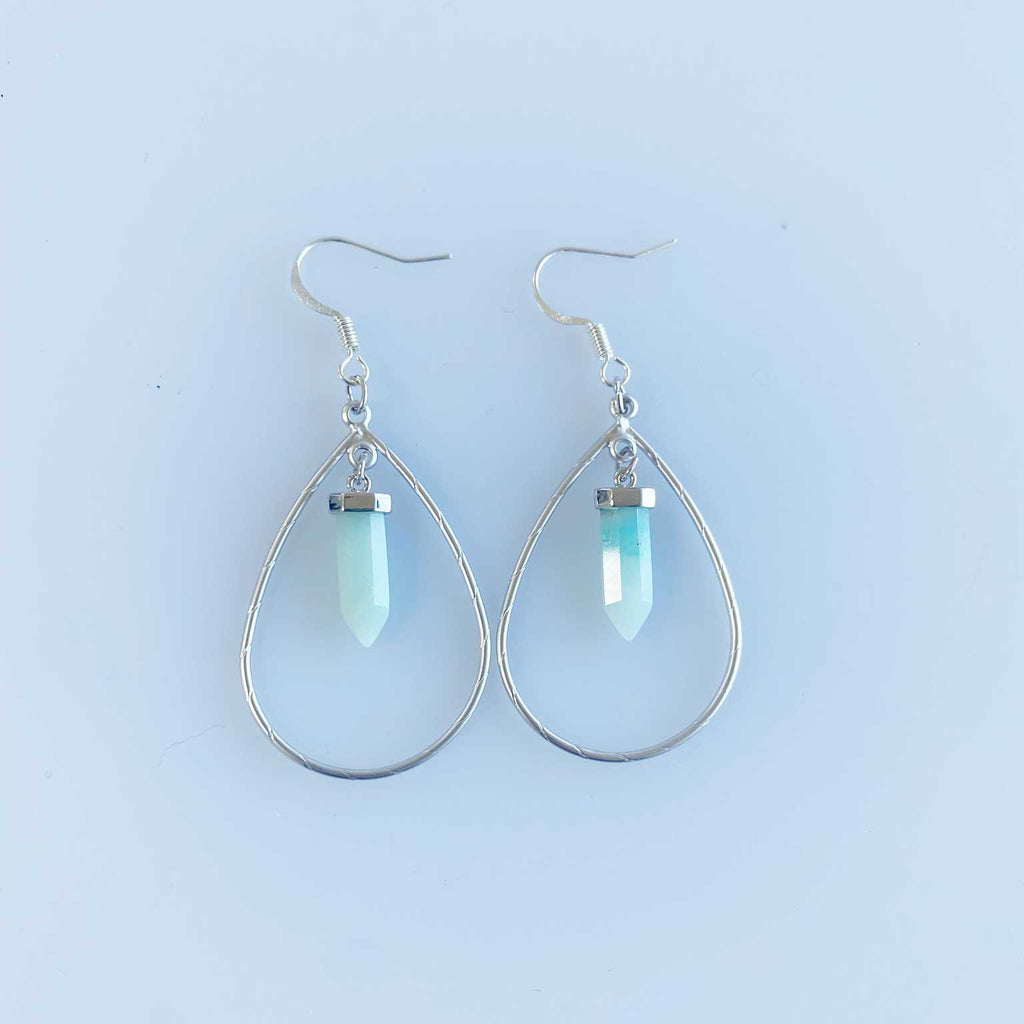 Teardrop amazonite crystal point earrings - Love To Shine On