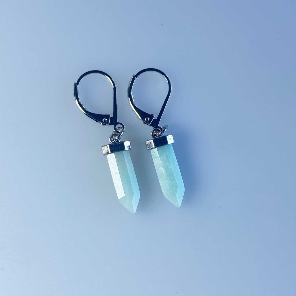 Amazonite crystal point gemstone clip earring - Love To Shine On